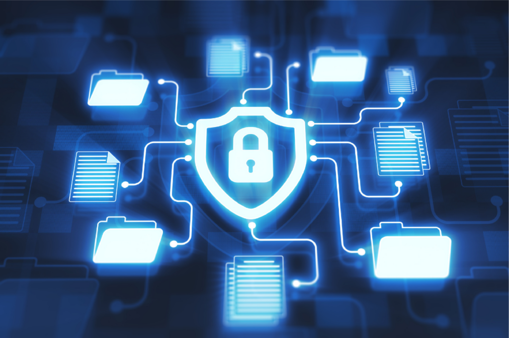 Illustration of secure data storage and encryption techniques to ensure data safety